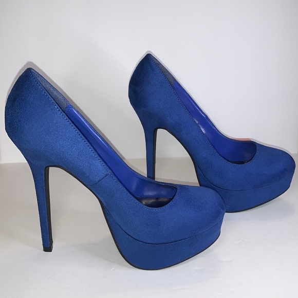 Beverly Blue Suede Pumps Size 8 Charlotte Russe - Picture 6 of 16
